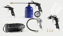 FIAC 8-delige compressoraccessoireset incl. toegelaten opblaaspistool, 3 adaptersproeiers en flexibele slang, blaaspistool, waspistool, lakpistool