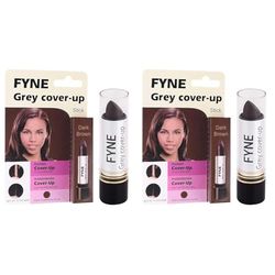 FYNE Root Touch Up Cover Stick - Instant Dark Brown Grey Hair Cover Up - Magic Retouch Temporary Hair Colour for Men & Women (Pack of 2)