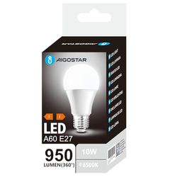 Bombilla LED A60 E27 10W 6500K, ahorro energético, luz blanca fría, ideal para iluminación general y espacios creativos.