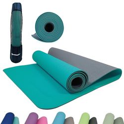 Schildkröt Bicolor yogamat, petrol-grijs, 4 mm, PVC-vrij, in draagtas