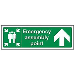 VSafety "Emergency Assembly Point Arrow Up" teken, pakket van 3)