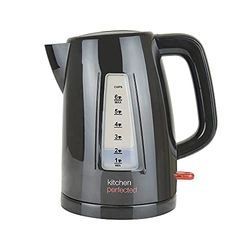 KitchenPerfected Quiet Rapid Boil Eco-Friendly Cordless Kettle - 3000w, 1 cup boil, 1.5 Litre (6 cups), Removable Filter - Black - E1526BK
