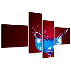 Impresiones sobre lienzo, flash cóctel flashCuadros modernos en 4 paneles ya montados, lienzo, listo para colgar, 160 x 70 cm