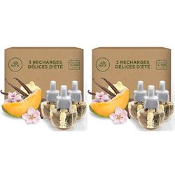 Air Wick Desodorisant Maison Recharge Diffuseur Electrique Délices d’été - 3 recharges x 19 ml (Lot de 2)