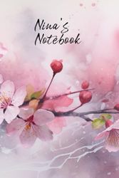 Nina’s Notebook: Personalized Diary Journal for Nina, Cute Apple Blossom Diary, 6"x 9" 160 Lined Pages