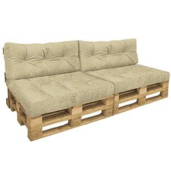 VOUNOT Uppsättning av 4 europallkuddar för utomhus eller inomhus, pallkuddar, 120 x 80 cm, pallkuddar, 120 x 40, vattentäta, beige, BEIgE, Standard