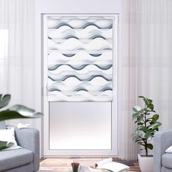 K-Home Klemmfix Madrid Store Enrouleur Double, sans perçage, Motif de Vague imprimée, Gris, 30 x 150 cm (l x L)