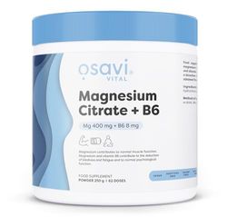 Osavi Magnesium Citrate + B6, Powder – 250 g Powder | Supports Energy Metabolism, Muscle Function & Nervous System | Highly Absorbable Magnesium Citrate with Vitamin B6 for Stress Relief & Vitality