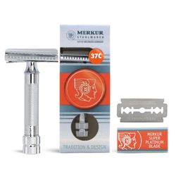 Merkur Maquinilla de Afeitar Clásica Slant Bar 37C, Cromado, 90 g (Paquete de 1)