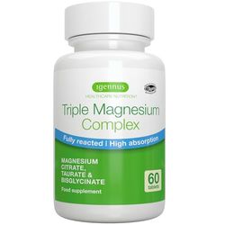 Igennus Superior Triple Magnesium Complex, 2000mg Glycinate, Citrate & Taurate, Clean Label & Chelated, 262mg Elemental Magnesium, Vegan, 60 Tablets, 30 Servings