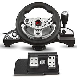 NanoRS RS700 Profesjonalna Kierownica do Gier Kompatybilna z Konsolami PS4/PS3/XBOX ONE/XBOX ONE S/PC(X-INPUT/D-INPUT)/ANDROID 8IN Podwójna Wibracja Skrzynia Zmiany Biegów Przerzutki Wiosłowe