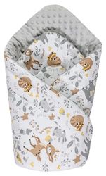 Medi Partners Oreiller Minky 100% Coton 75x75cm Gigoteuse bébé Double Face Doux Toute l'année Multifonction hypoallergénique pour bébés (Cerf avec Minky Gris)
