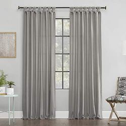 Archaeo Washed Cotton Twist Tab Curtain, 52" x 95", Silver Gray