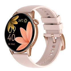 motiofit PRIMA Slim (2023) Smartwatch Fitness Tracker AMOLED Display 7,9 mm sottile Always on BT Telefonia, Assistente vocale NFC Gold Body/Rose Cinturino in silicone, gold, Normal, Moderno