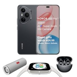 HONOR 400 Pro Unlocked 5G Smartphone, 200MP AI Super Zoom Camera,6.7 inch,12GB+512GB,5000nits Ultra Bright Display,IP69 Water Resistance,Dual SIM,Android 15,Midnight Black
