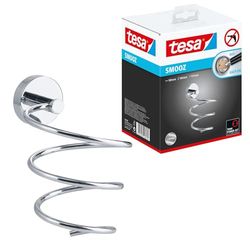 tesa Suporte para secador de cabelo Smooz - suporte de secador de metal cromado - Inoxidável - resistente à água - inclui solução adesiva de montagem