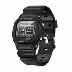 Maxcom Smartwatch FW22 Estilo Retro, ECG electrocardiograma, Apto para natación IP68, sueño, oxígeno en Sangre, presión Arterial, frecuencia cardíaca, notificación Mensajes, 9 Modos Deportivos, Negro