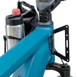Multiadapter voor Riese & Müller E-Bikes, adapter voor vier accessoires, flessenhouder, slothouder, van roestvrij staal, zwart