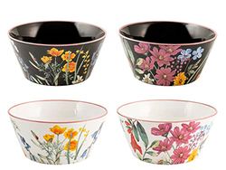 H&H Caroline Set 6 Bolo, New Bone China, Black&White, 14cm, Kopp Frukost, Skål