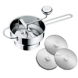 WMF 605636040 Gourmet Moedor de argamassa (19 cm, aço inoxidável, cromargan, aço inoxidável, removível, 3 insertos para máquina de lavar louça, presente diferente, transparente