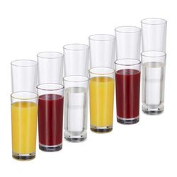 Relaxdays Conjunto de 12 copos compridos, vidro para cocktails, cilíndricos, 300 ml, adequado para máquina de lavar louça, transparente