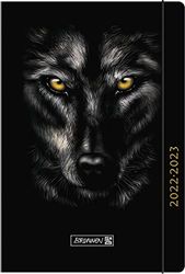Brunnen Agenda académica 2022/2023, tamaño A6, 1 página = 1 día, 1 página = 1 día sábado + sol en una página 1071710063, diseño de lobo