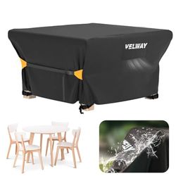 Velway Coperture per Mobili da Giardino Impermeabile: Copertura Tavolo Giardino Esterno con sfiato d'Aria Antivento Telo Copri Tavolo Arredo Quadrato (Nero 125x125x74cm)