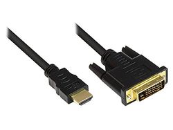 Alcasa 1m HDMI/DVI-D zwarte videokabeladapter (HDMI, DVI-D, mannelijk, goudkleurig)