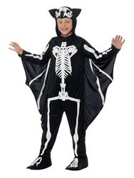 SMIFFYS Costume scheletro pipistrello, Nero, con tuta, cappuccio e ali