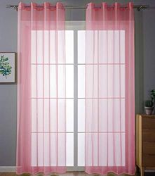 Gardinlåda 2-pack öglor Gardiner transparent draperi set vardagsrum voile Ösenförhäng blybandsstängning, 100% polyester, rosa, H x B 225 x 140 cm