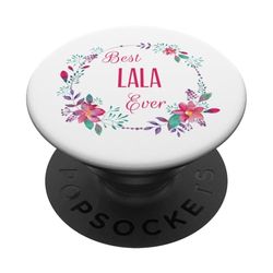 El mejor regalo de Lala con flores rosas divertidas para tía, abuela y mamá PopSockets PopGrip Adhesivo