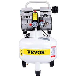 VEVOR Compresseur d'Air 25L Compresseur Silencieux sans Huile 750W Compresseurs à Air Comprimé Acier Allié 58dB 1440 tr/min 165L/min 2 Buses pour Réparation Domicile Outils Pneumatiques 43,5x43,5x60cm