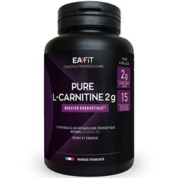 EAFIT Pure L-Carnitine - Booster energetique, Améliore la performance dans le sport comme la musculation - L-Carnitine 2000 mg, 90 Gélules - S'utilise en pre workout - vitamine b6