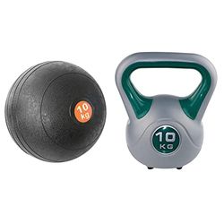 Sveltus Slam Ball, Mixte Adulte, Noir, 10 kg & Kettlebells fit, Mixte Adulte, Vert, 10 kg