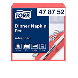 Tork 478752 Dinner Servilletas para cena/dos capas/pliegue 1/4 / color rojo /12 paquetes x 150 unidades (1800 servilletas) / 39 cm x 39 cm/Advanced