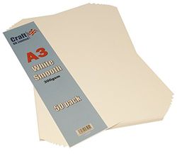 Craft UK Pack of 50 Blank A3 Smooth White Card 300gsm