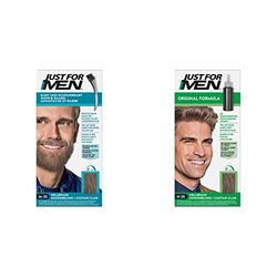 Just For Men Teinture Barbe Châtain Clair Homme M25 & Gel Colorant Cheveux Châtain Clair Homme H25, Couvre Les Cheveux Blancs, Pour Un Résultat Naturel