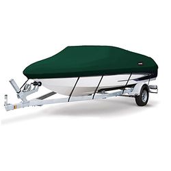 MSC Housse de Bateau remorquable imperméable en Toile de Polyester 600D de qualité Marine, Convient aux Bateaux à Coque en V, Triple Coque, Runabout (Vert forêt, modèle AA – Longueur : 3,7 à 4,3 m