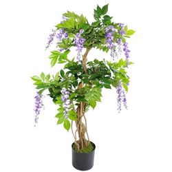 Leaf Folha de 110 cm de planta artificial, árvore de glicina roxa