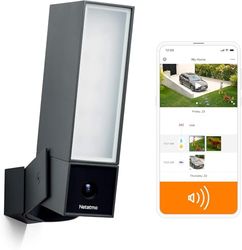 Netatmo Smart Outdoor Security Camera with 105-dB Siren, WIFI, Integrated Floodlight, Movement Detection, Night Vision, Without Fees, Black, NOC-S-AMZ