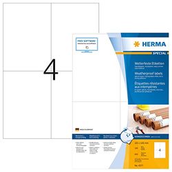 HERMA 4377 Etiquetas resistentes a la intemperie de papel especial DIN A4, juego de 14 (105 x 148 mm, 1400 hojas, papel, impregnado), autoadhesivas, imprimibles, extremadamente fuertes, 5.600