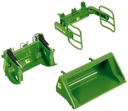 Wiking – 7381 – Voertuigminiatuur – Model in Metallic Green Scale 1/32 Schaal – John Deere Front – Accessoires Charger