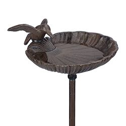 Relaxdays Abreuvoir à Oiseaux sur Pied, en Fonte, 100 cm, résistant Gel et Pluie, Style Classique et Baroque, Brun