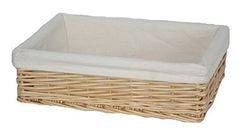 Large Lined Straight-Sided Rectangular Wicker Tray