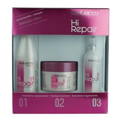SALERM - Tratamento reparador de cabelo danificado. Pack Hi Repair com champô 250 ml máscara 250 ml Finish 100 ml - Hidratação profunda cabelo danificado - Revitaliza e rejuvenesce - efeito imediato