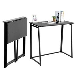 MEUBLE COSY Fällbart datorskrivbord för små utrymmen arbetsstationer fällbart datorbord, enkel montering, metallram, svart, 80 x 40 x 74 cm
