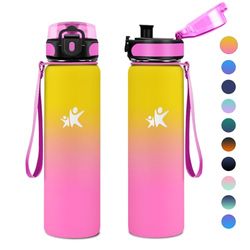 KollyKolla Borraccia Acciaio Inox 1L, Bottiglia Termica, Bottiglia Termica Riutilizzabile, Facile da Aprire, a Prova di Perdite, senza BPA, Borraccia per Campeggio, Scuola, Gimnasio, Sport