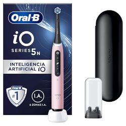 Oral-B iO 5N Cepillo de Dientes Eléctrico con Mango Recargable, 1 Cabezal y Estuche De Viaje, Diseñado por Braun - Rosa