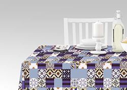 Doge Milano Nappe avec impression numérique, 100% Made in Italy Nappe antidérapante pour salle à manger, lavable et antitache, Modèle Maiolica - Reano, cm 240x140