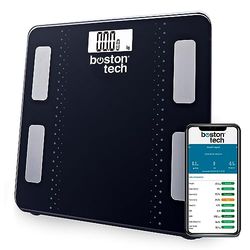 Bilancia da bagno digitale, bilancia elettronica intelligente con Bluetooth e app compatibile con Android e IOS, 13 misurazioni del peso dietetiche gratuite per perdere peso. Max.180 kg.(Nero)